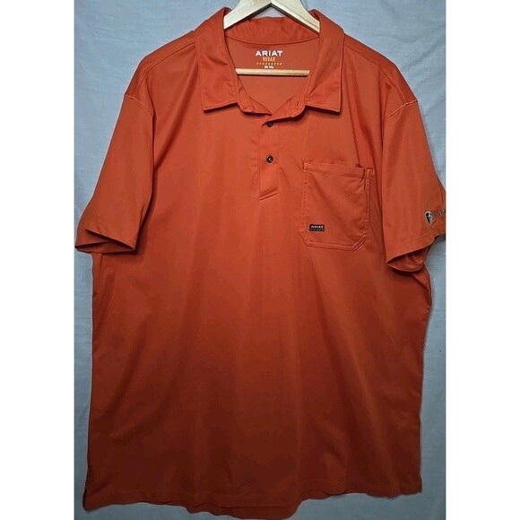 Ariat Rebar Foreman Matheson Polo Shirt, Men's Sz 3XL Tall, Orange/Rust - Picture 1 of 10